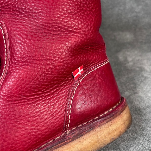 Duckfeet Arhus Shearling Red Pebbled Leather Boots Women's Size EU 42 US 10.5-11 - Picture 10 of 16